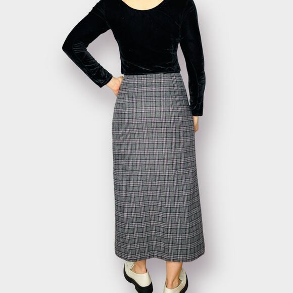 90s‎ Gray Purple Button Front Wool Skirt - Picture 5 of 5